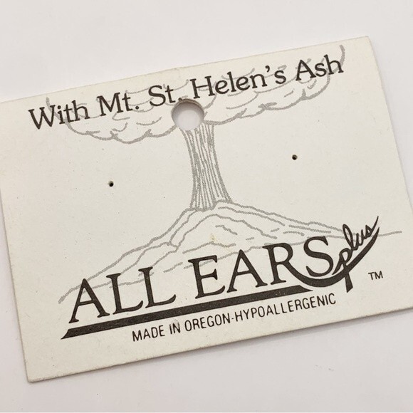 Vtg Button Earrings Mt. St. Helens Ash Purple Marbled Iridescent Large Geometric - Picture 5 of 8